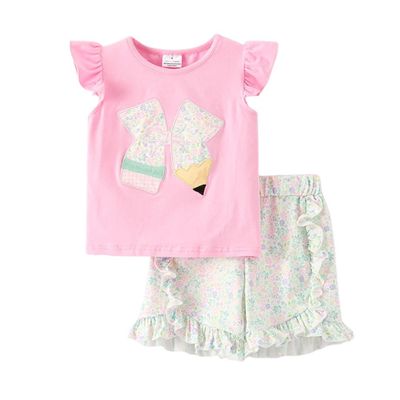 Pink Pencil Bow Short Set