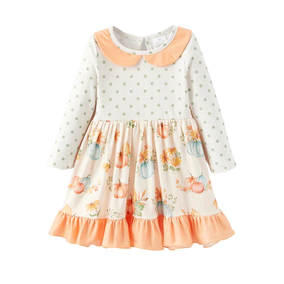 Pumpkin Polka Dot Dress