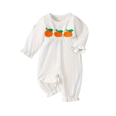 White Pumpkin Long Sleeve Romper