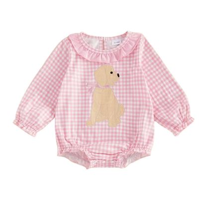 Long Sleeve Pink Gingham Dog Bubble