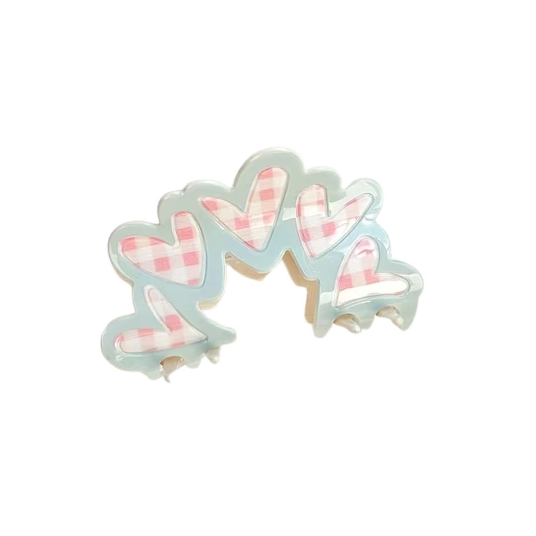 Gingham Heart Hair Clip
