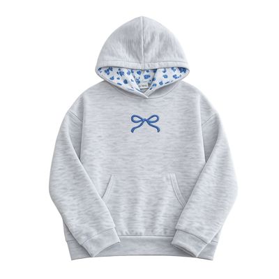 Grey Blue Bow Hoodie