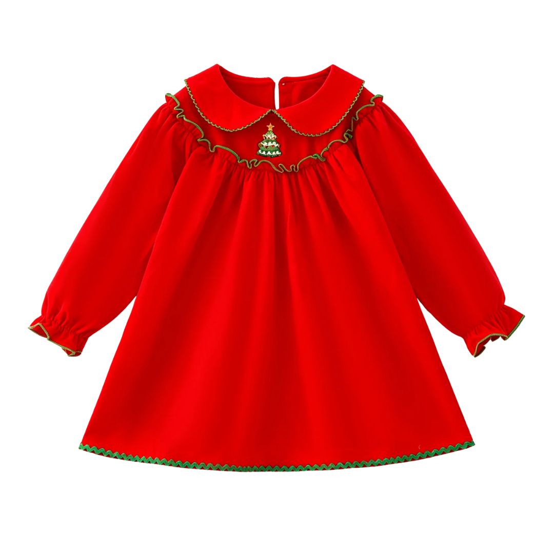 Christmas Tree Embroidered Dress