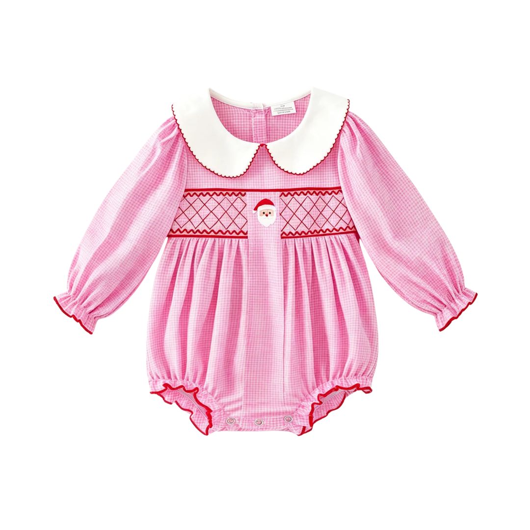 Pink Santa Smocked Bubble