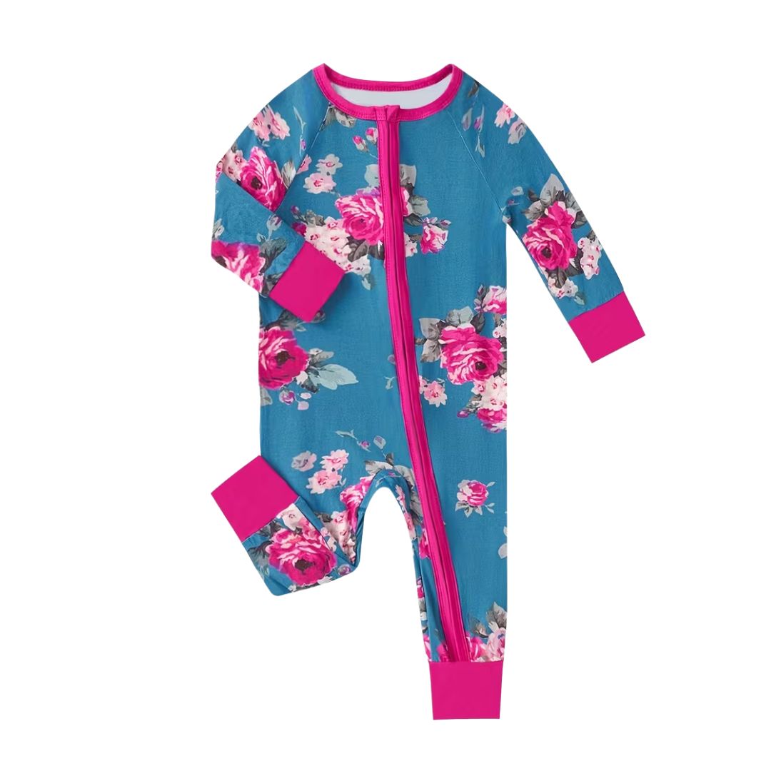 Teal Pink Flower Bamboo Sleeper