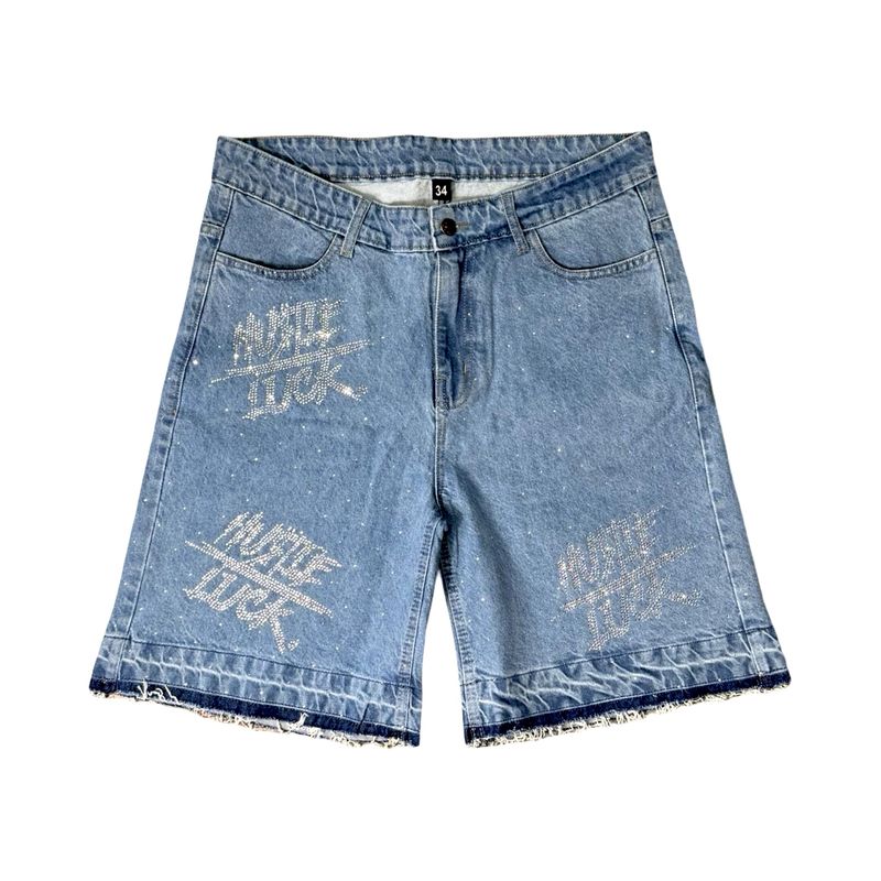 Rhinestone Denim Jorts for Men