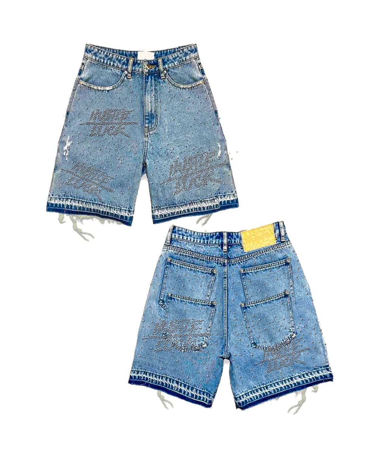 Rhinestone Denim Jorts for Men, Colour: Blue, Size: 28