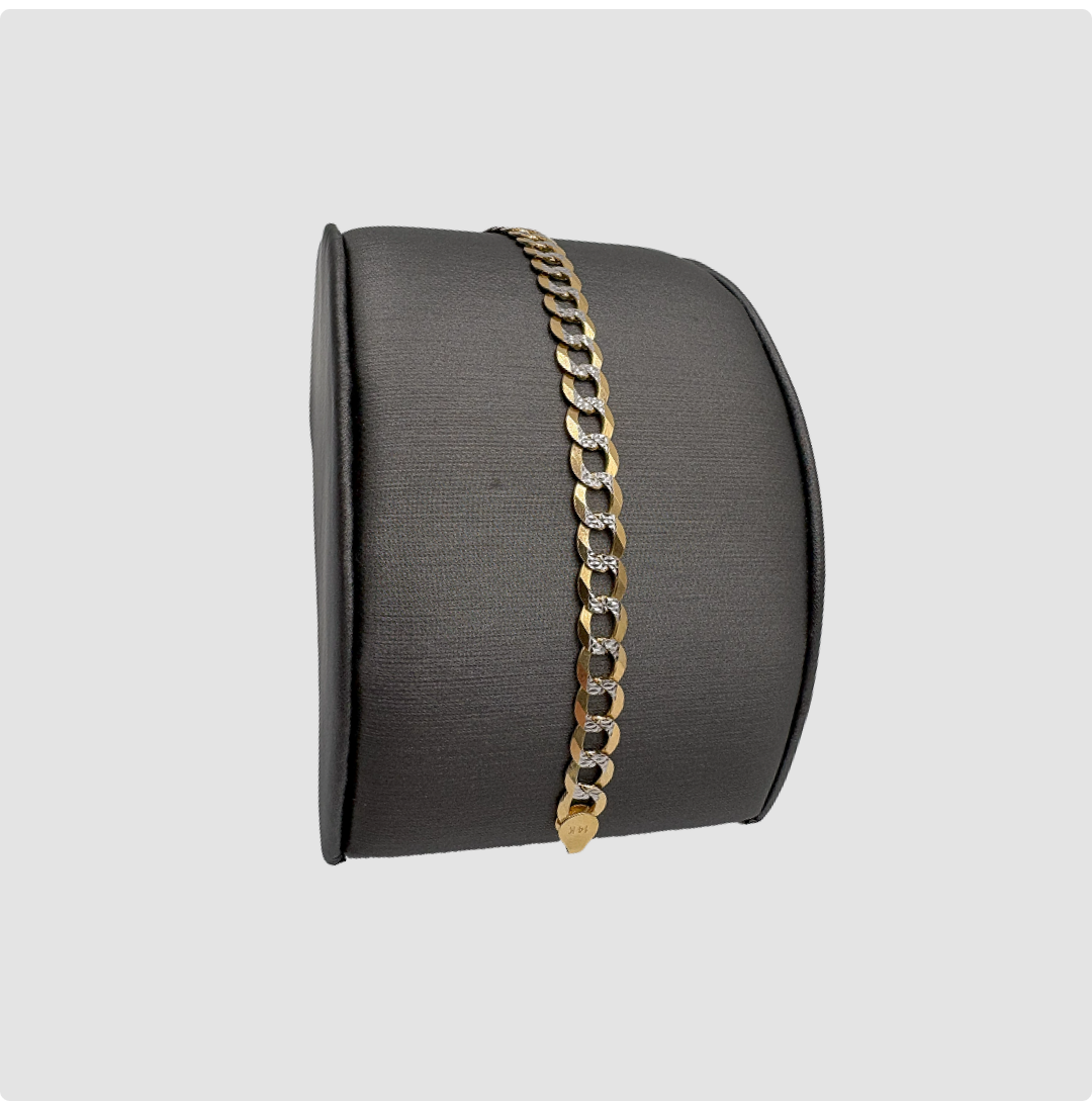 Pulsera martillada con oro blanco 14k