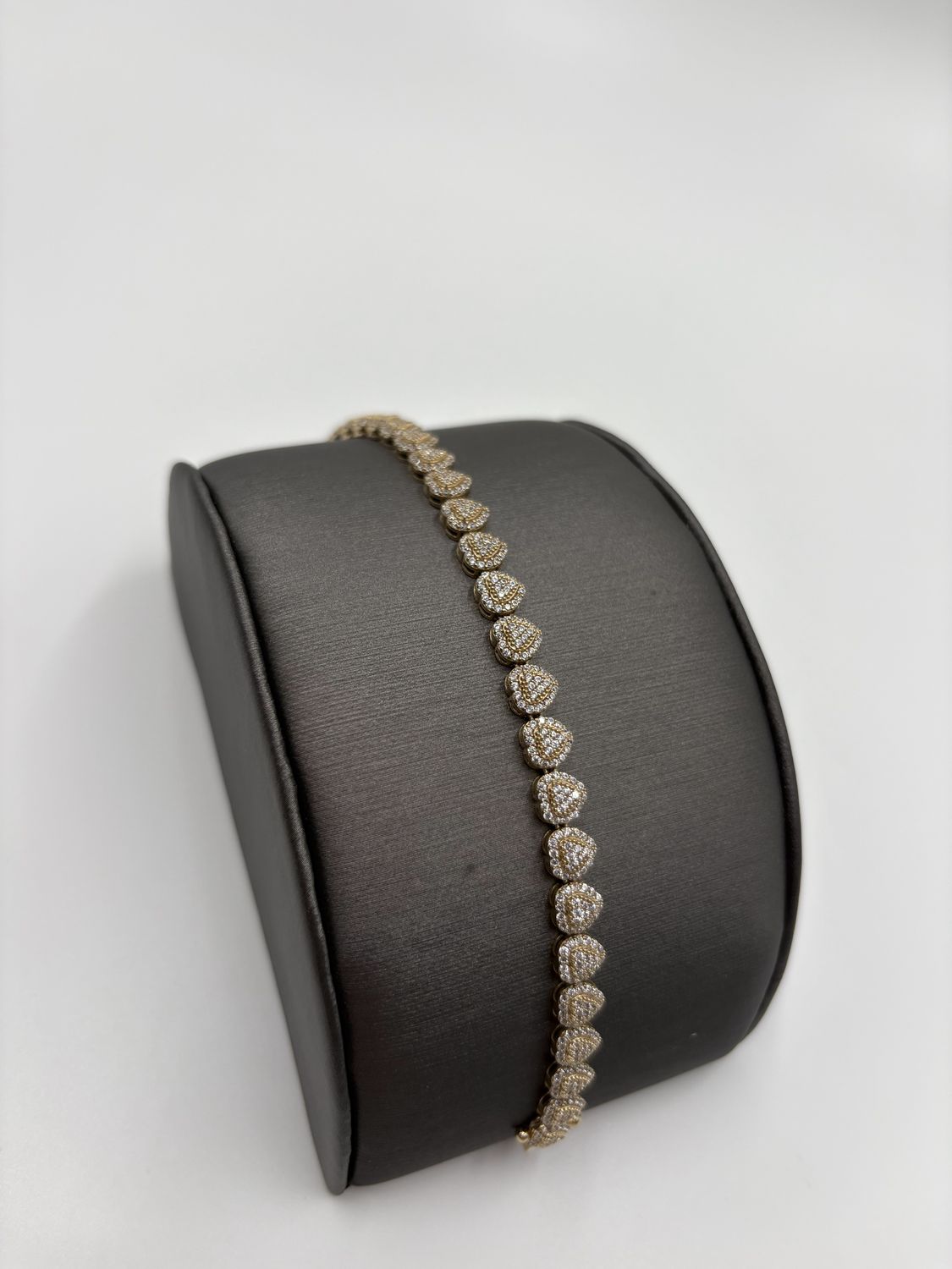 Pulsera de corazones full ice 10k