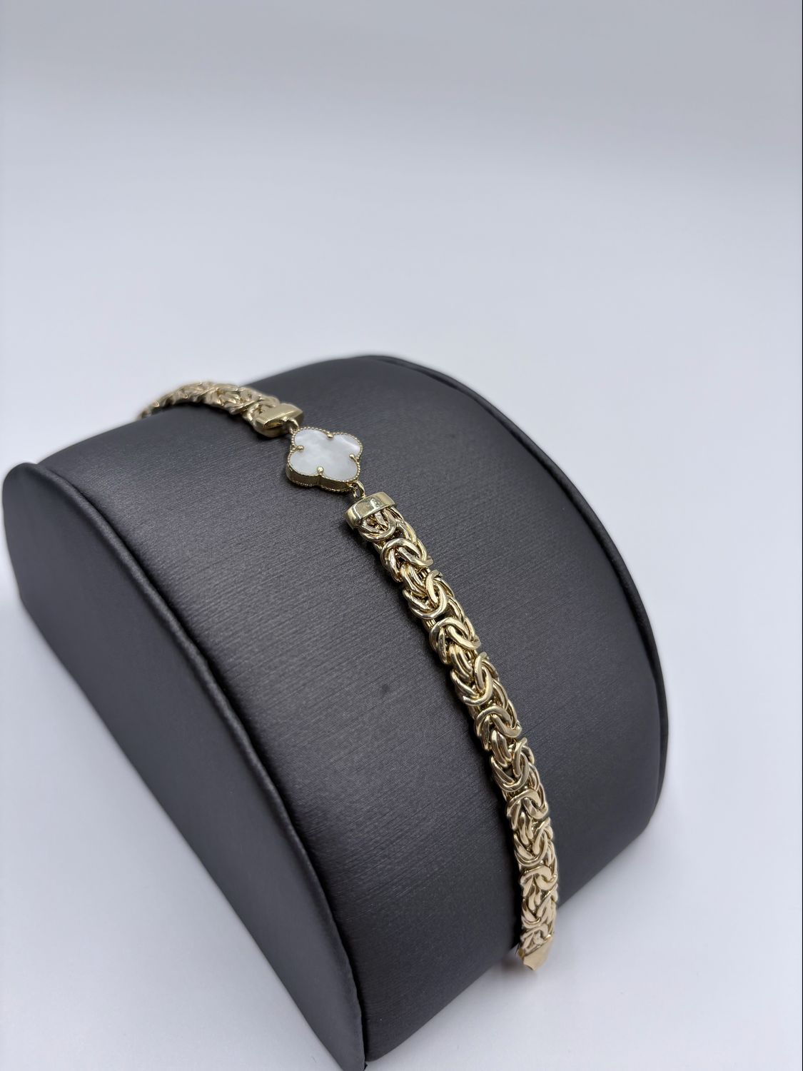 Pulsera bizantino de flor 10k