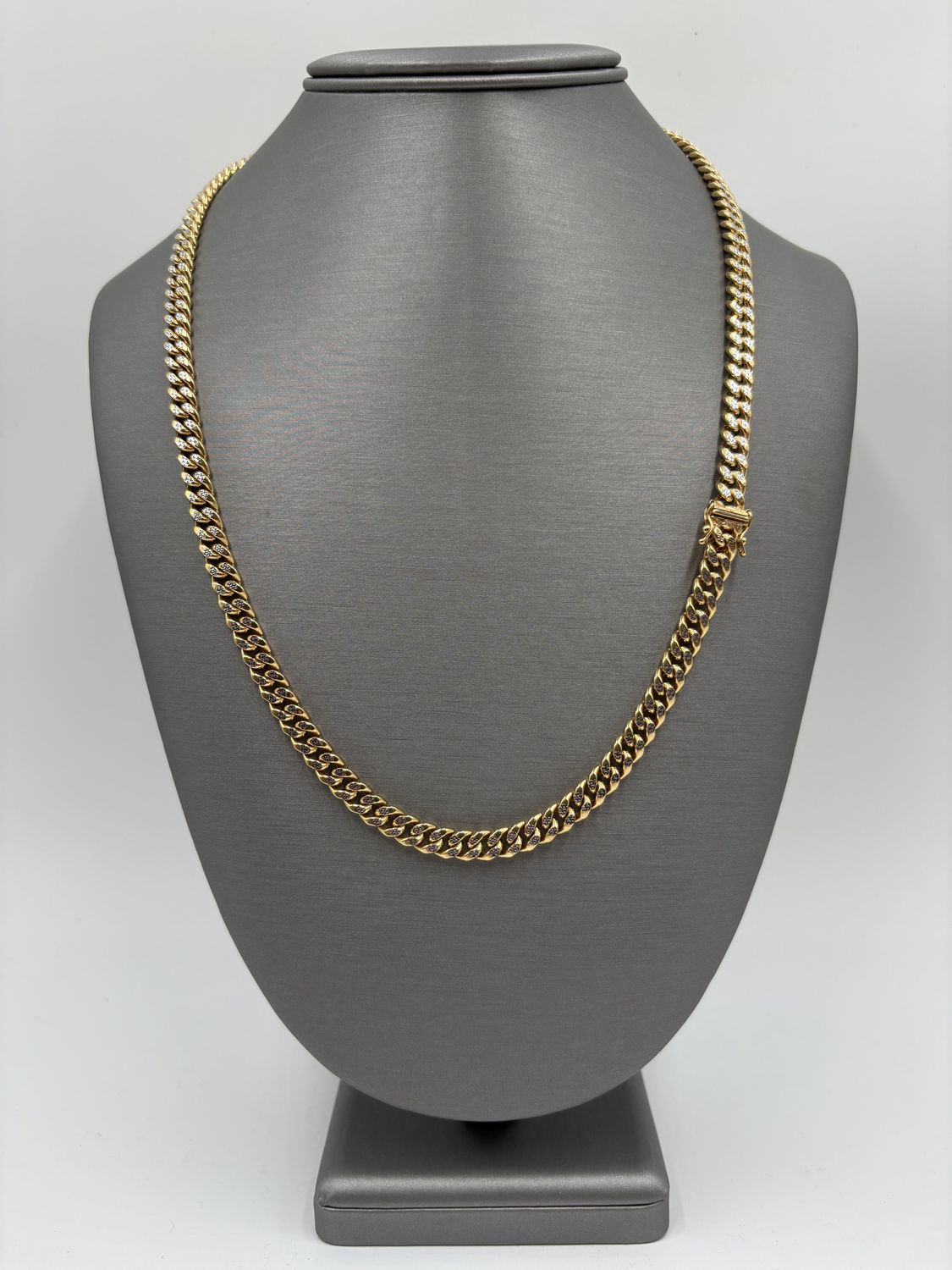 Cadena cuban link semisolida a dos tonos ​10k