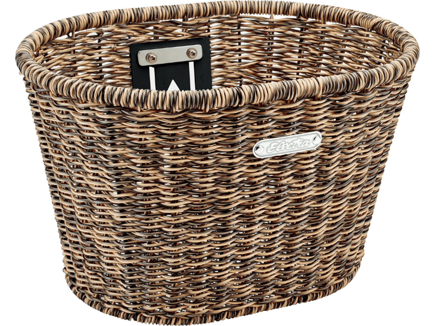 Electra Plastic Woven Front Basket - Light Brown/Black