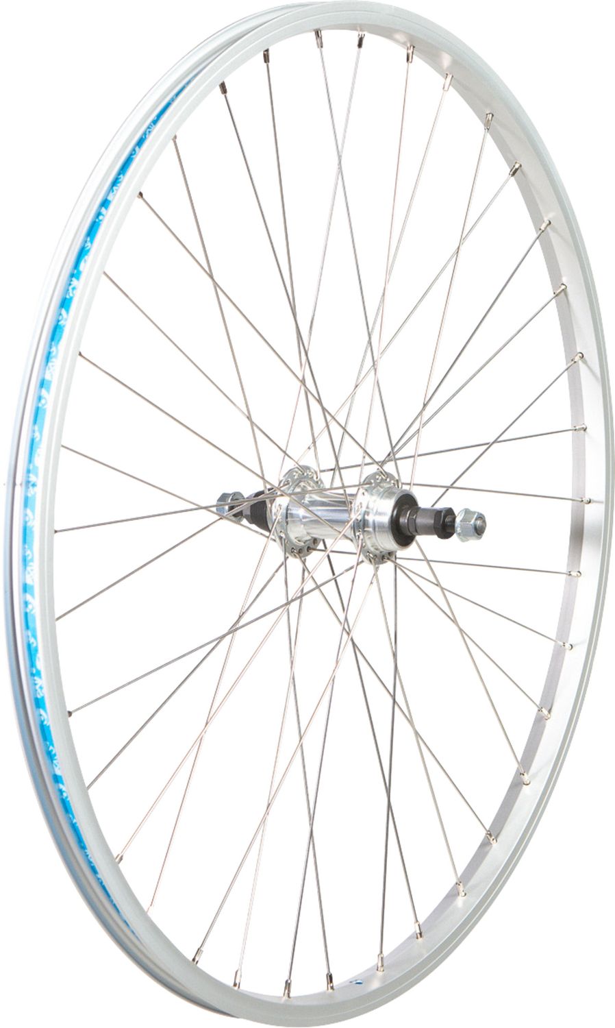 49N 26&quot; Rear Wheel -Freewheel - Rim Nutted  Solid Axle- Silver