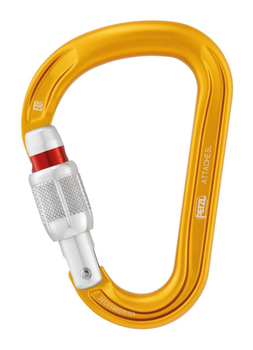 Petzl - Attache - Screw-Lock - Climbing Carabiner, Colour: Yellow