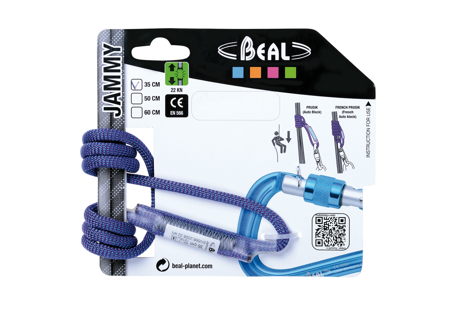 Beal - Jammy - 5,5 mm - Sewn Rope Sling For Prusik, Length: 35 cm