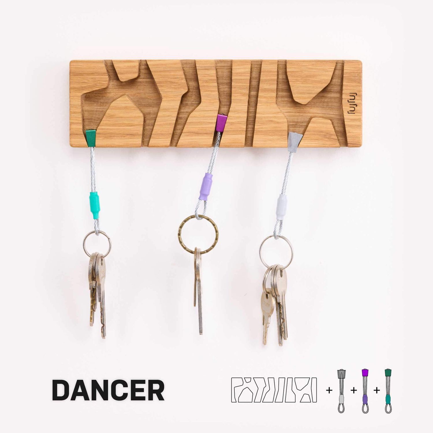 Fujfuj - Keyholder CLASSIC - Oak Wood, Combination: Dancer
