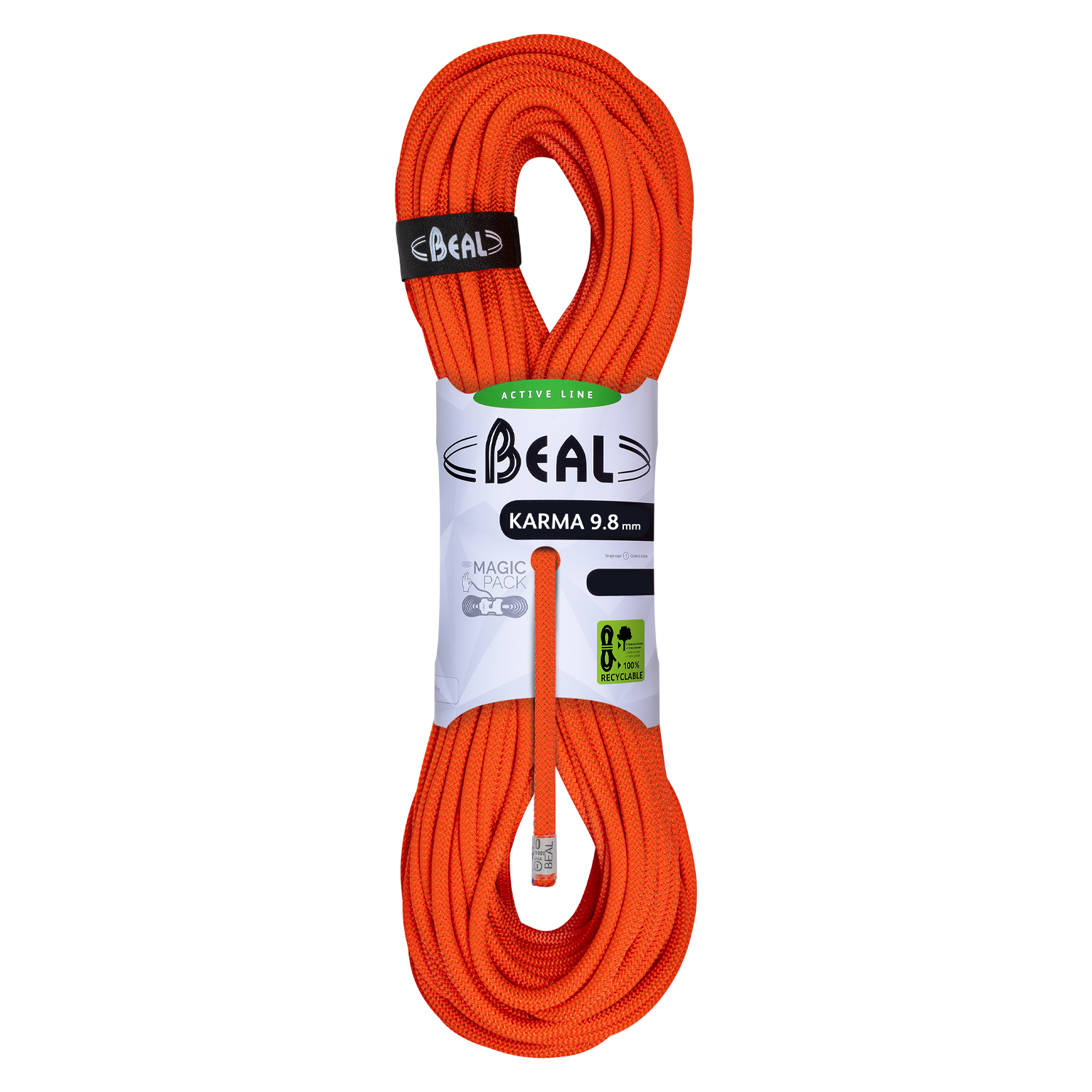 Beal - Karma 9,8 mm - Solid Orange - Single Rope, Length: 50 m