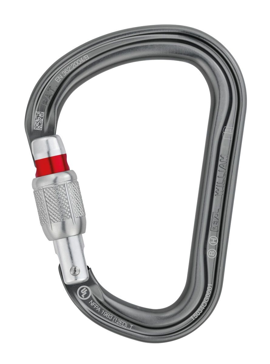Petzl - William - Gray - Climbing Carabiner, Lock: Screw-Lock
