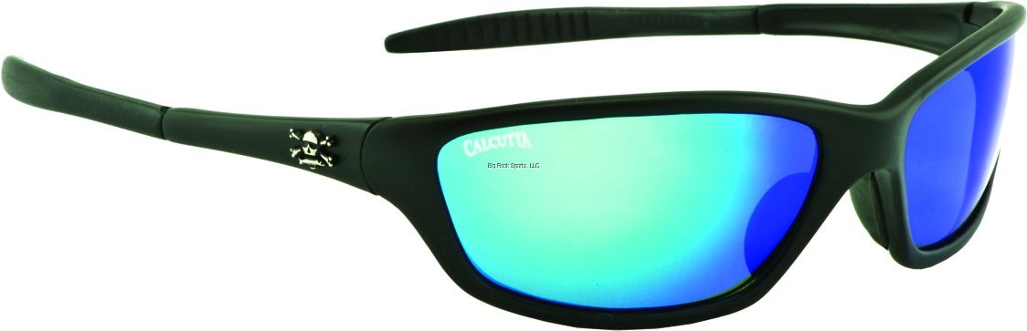 Calcutta Palm Sunglasses Matte Black Frame with Blue Mirror Lens