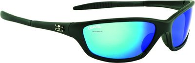 Calcutta Palm Sunglasses Matte Black Frame with Blue Mirror Lens