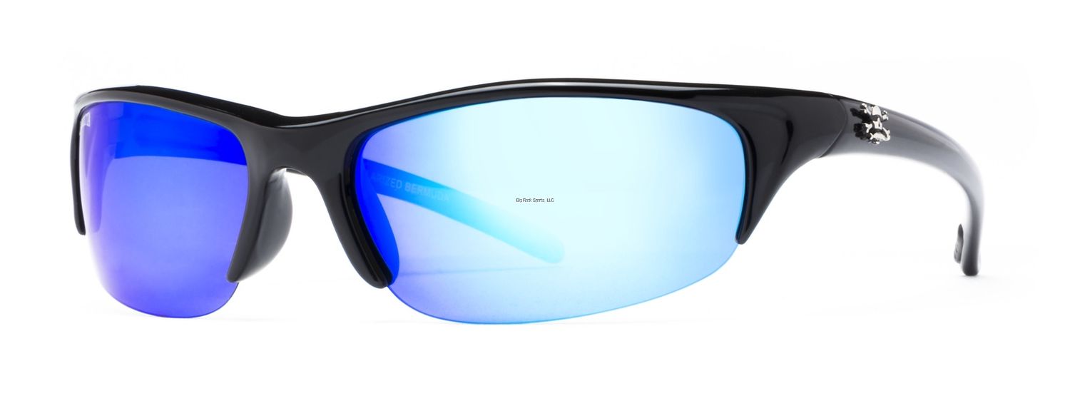Calcutta Perdido Sunglasses Shiny Black Frame With Blue Mirror Lens