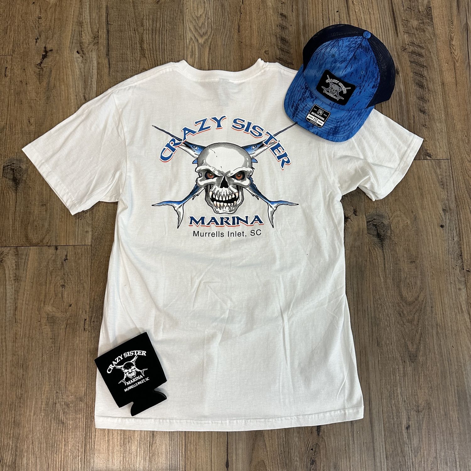 Crazy Sister Skull Logo Short Sleeve Gildan Tee, Color: White, Size: Small