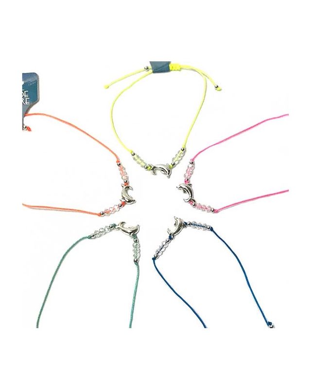 Neon Dolphin Clear Beaded Bracelet