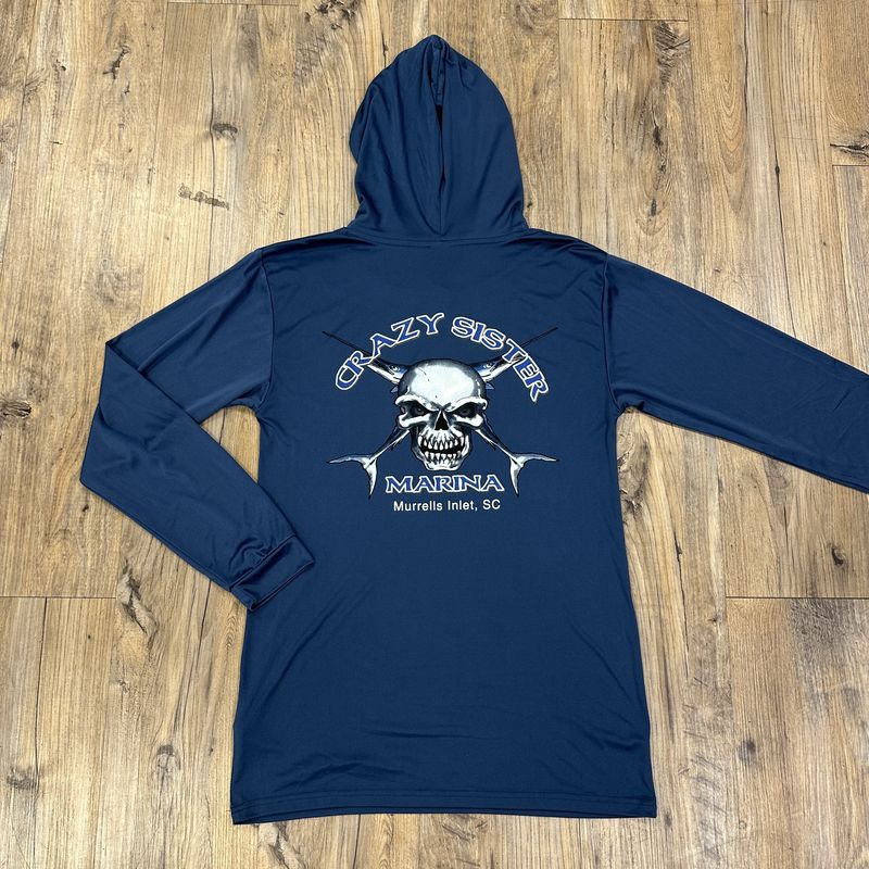 Youth Skull Logo Hooded Moisture Wicking UPF 50+ Long Sleeve