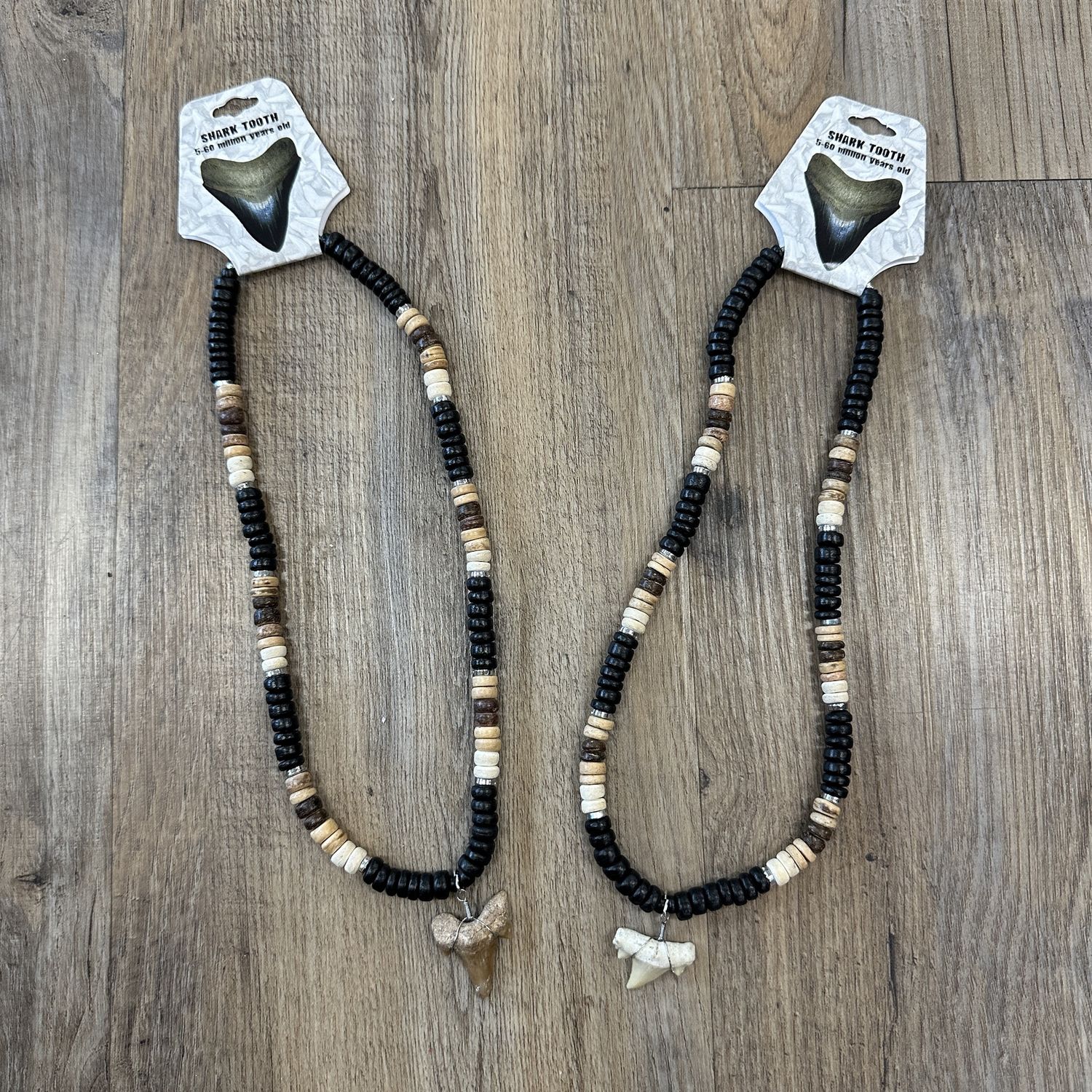 Shark Tooth Coco Bead Necklace, Color: Neutral Beads