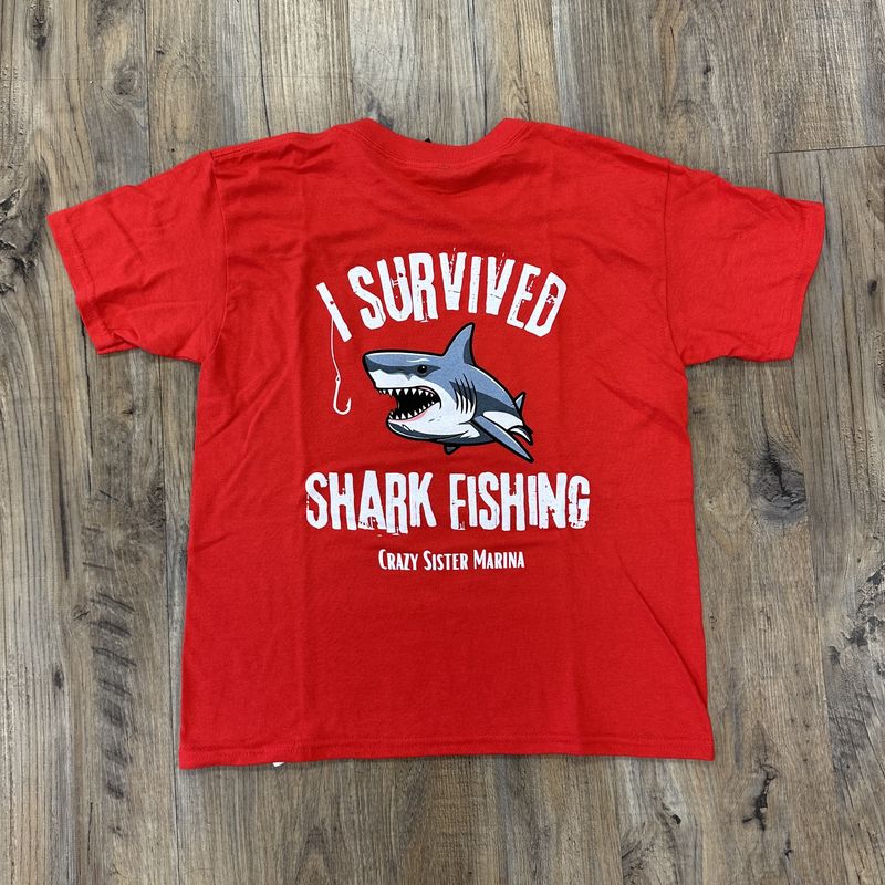 Youth I Survived Shark Fishing Short Sleeve Tee