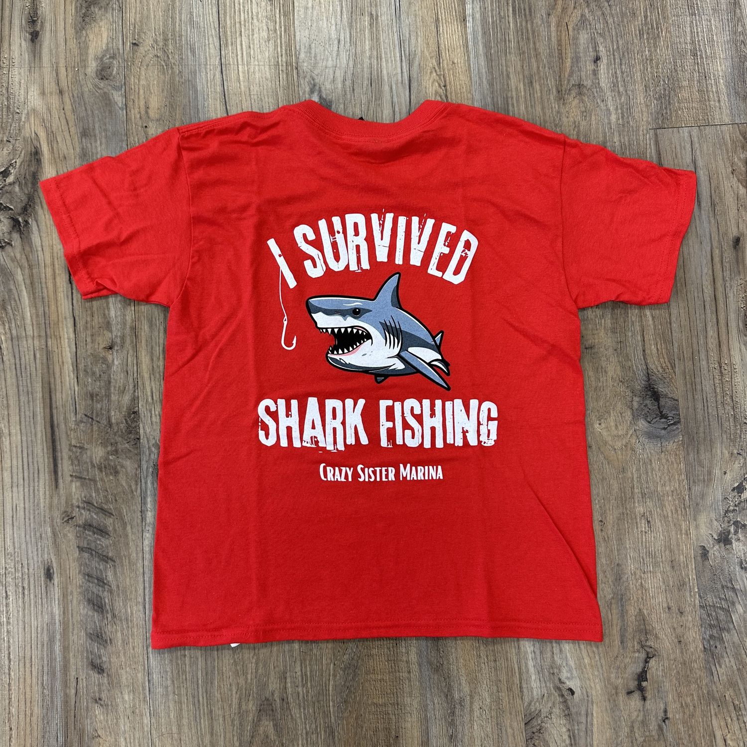 Youth I Survived Shark Fishing Short Sleeve Tee, Size: Youth Small