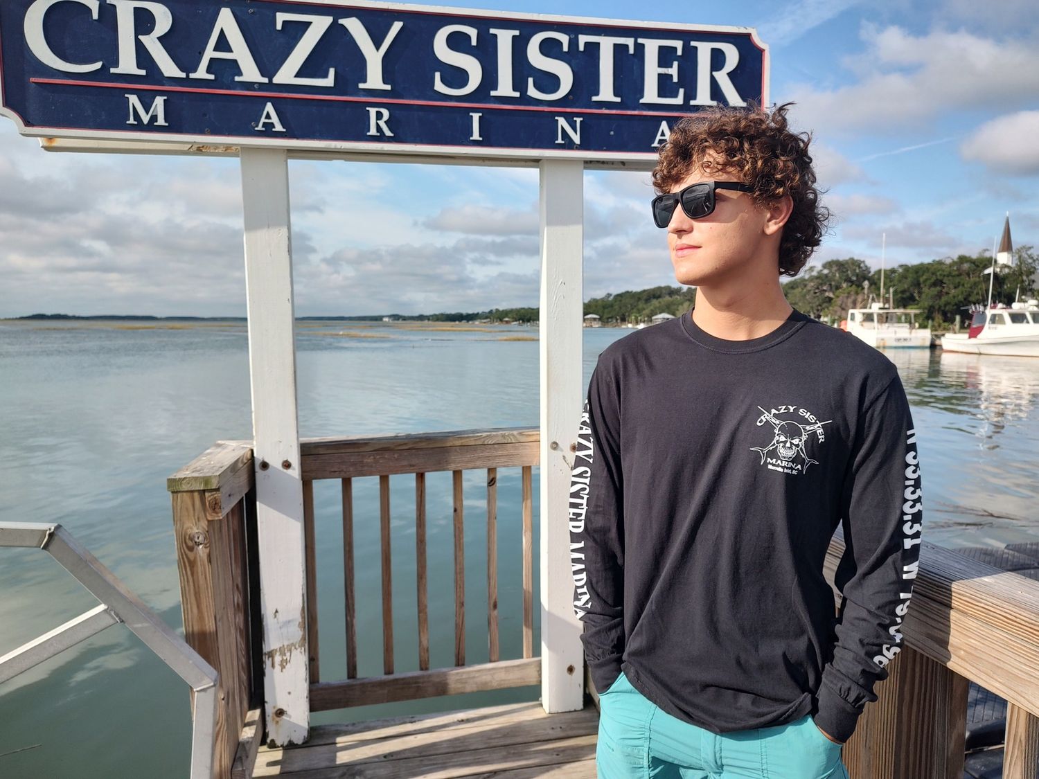 Crazy Sister Skull Logo Long Sleeve Tee, Color: Black, Size: Small