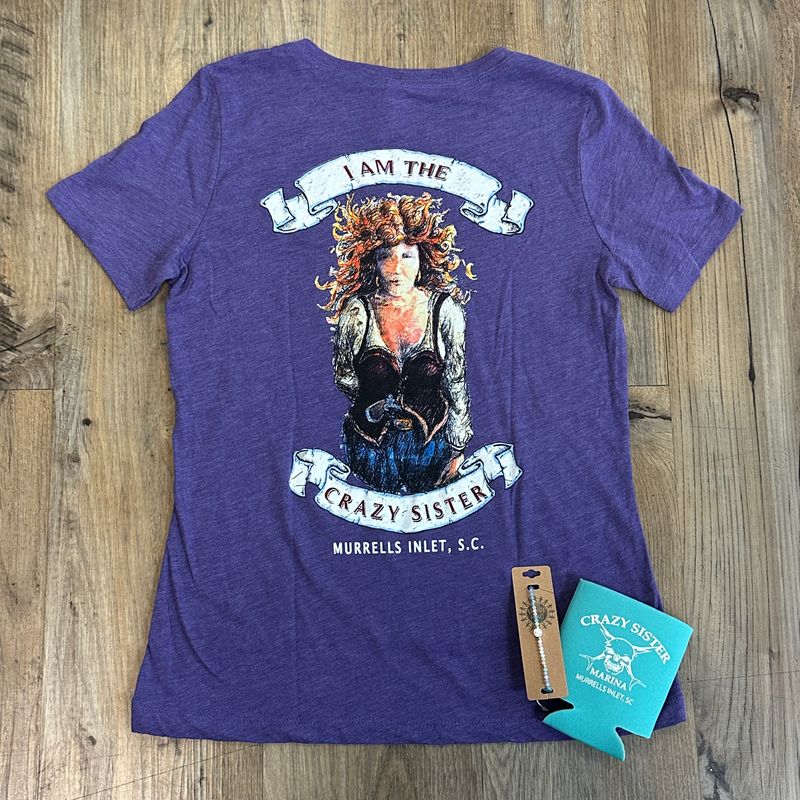 I Am The Crazy Sister Ladies V- Neck Short Sleeve Tee