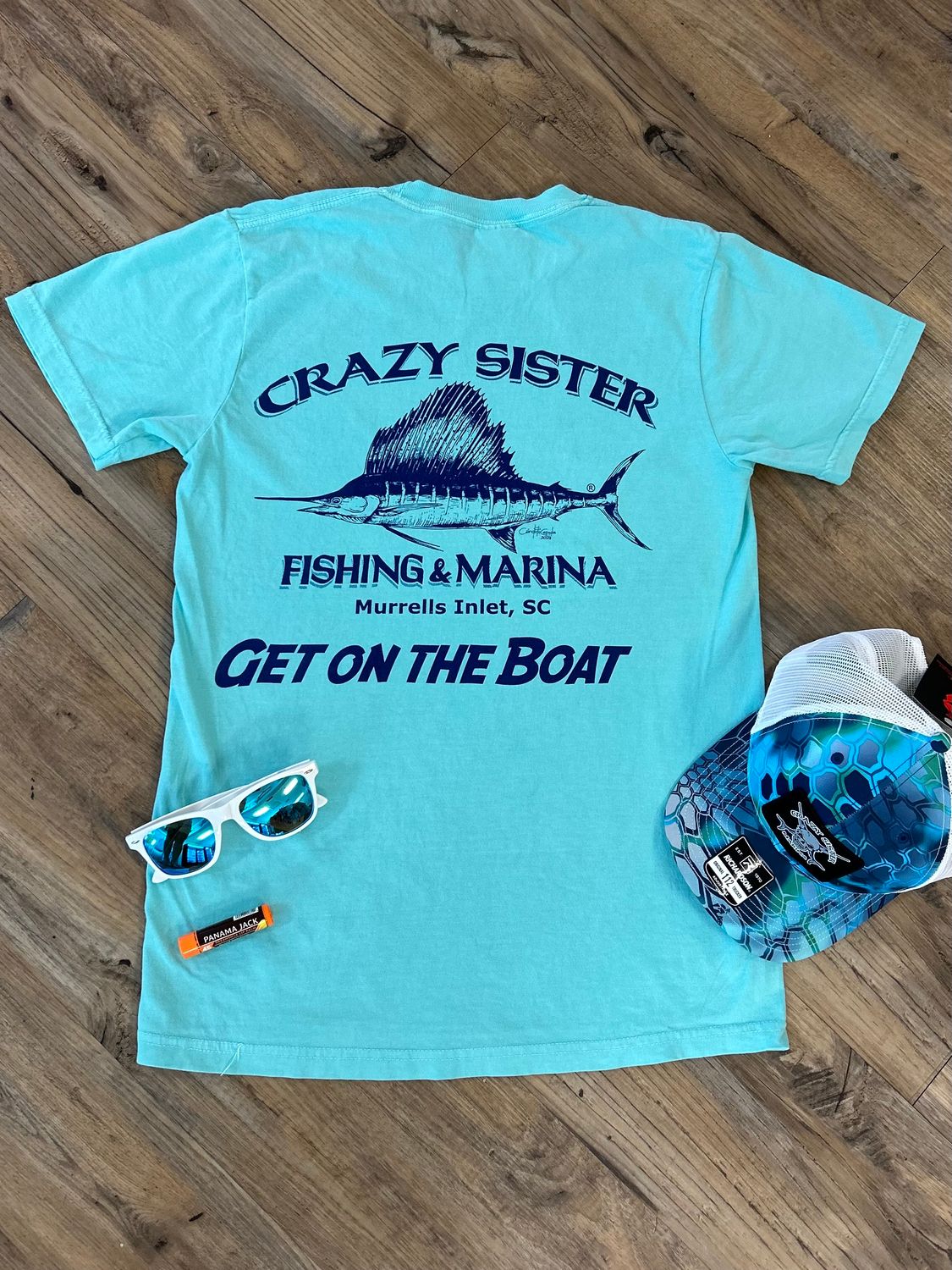 Get on the Boat Sailfish Short Sleeve Tee, Color: Chalky Mint, Size: Small