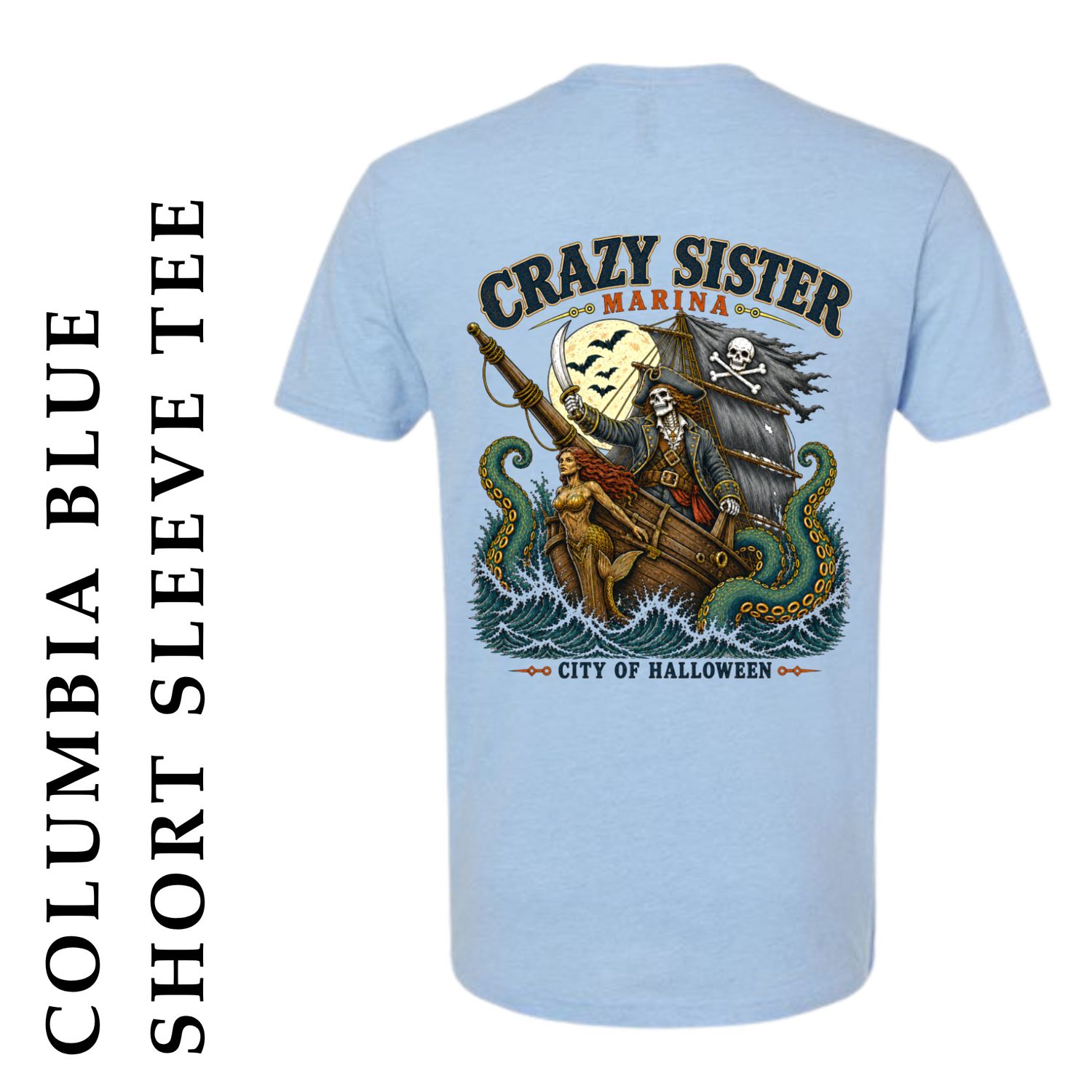 PRE-ORDER: 2026 Halloween Pirate Ship, Color: Columbia Blue, Size: Small, Style: Short Sleeve