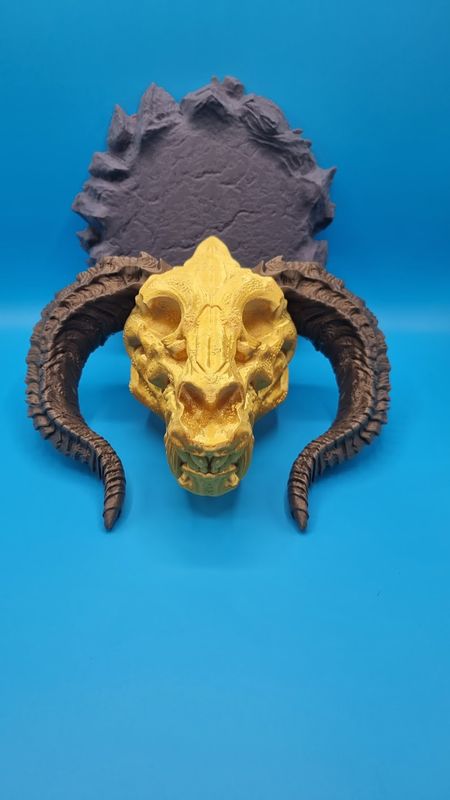 🐲 Drachenrelikt – Schädel mit Widderhörnern