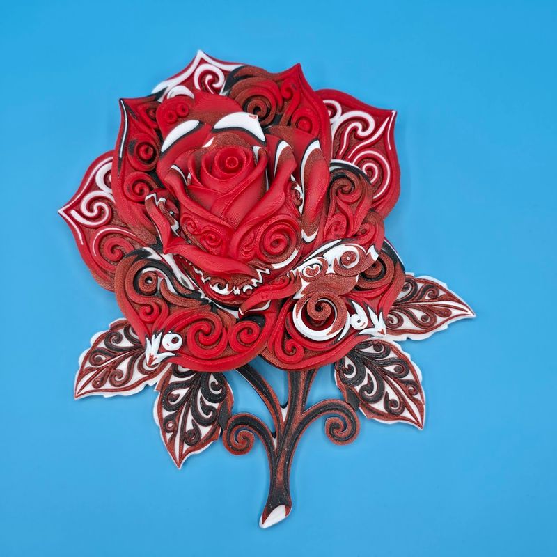 Rose Wanddeko - Mehrfarbiges Relief 🌹