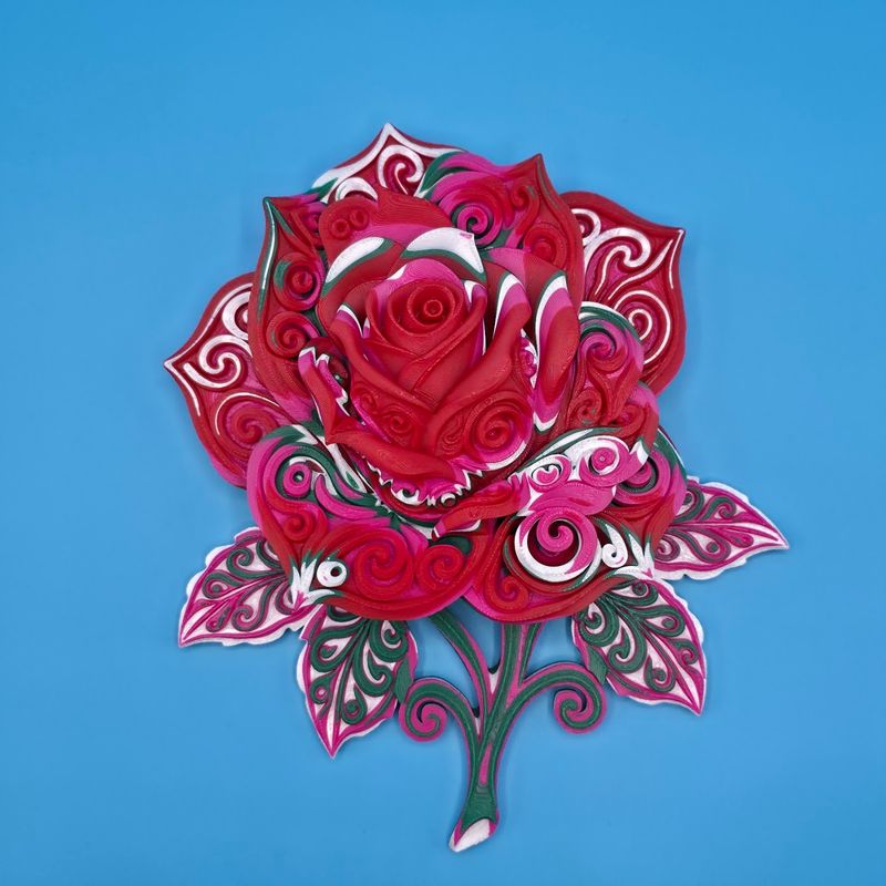 Rose Wanddeko - Mehrfarbiges Relief 🌹