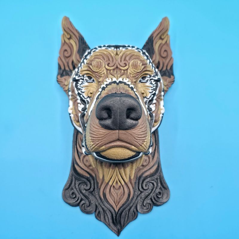 Dobermann Wanddeko Mehrfarbiges Relief 🐕🦺