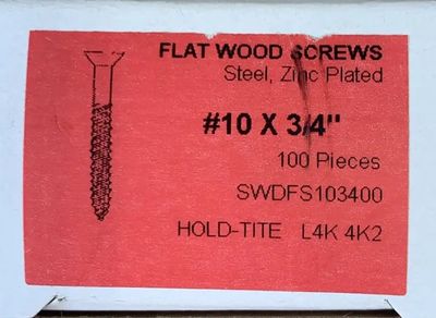 FLAT WOOD SCREWS 10 X 3/4