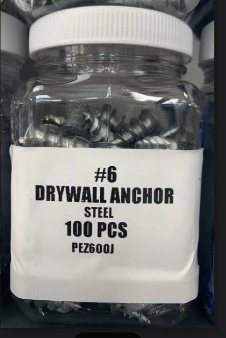 DRYWALL ANCHOR STEEL #6 (100 PER JAR)