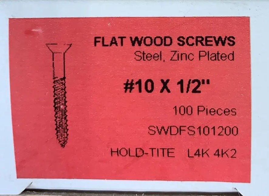 FLAT WOOD SCREWS 10 X 1/2