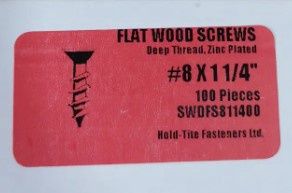 FLAT WOOD SCREWS 8 X 1 1/4