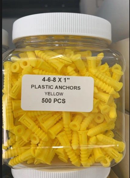 YELLOW PLASTICS ANCHORS 4-6-8 X1 (500 PER JAR)