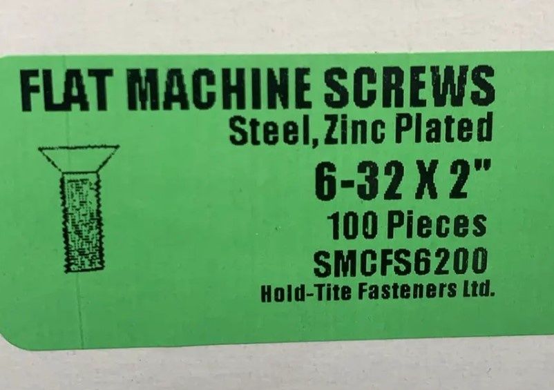 FLAT MACHINE SCREWS 6-32 X 2