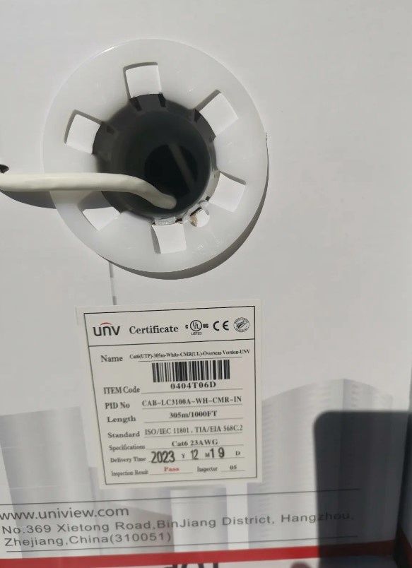 UNV CABLE CAT6 23AWG CMR/FT4 1000FEET