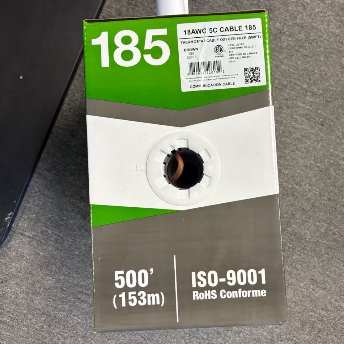 THERMOSTAT WIRE 18/5 500F BROWN SOLID