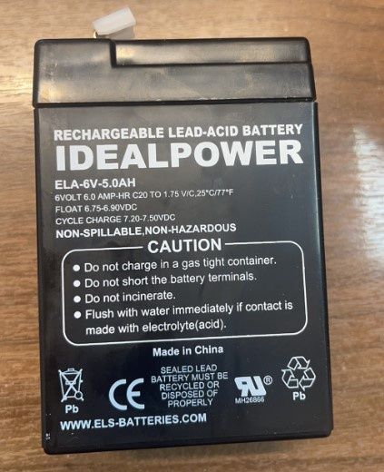 EMERGENCY LIGHT BATTERY - ELA-6V-5AH RECHARGEABLE SEALED LEAD ACID BATTERY