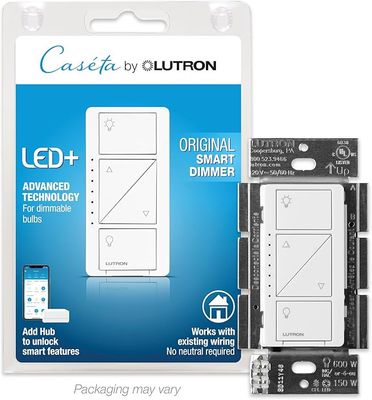LUTRON PD-6WCL-WH CASETA WIRELESS SINGLE POLE DIMMER, WHITE
