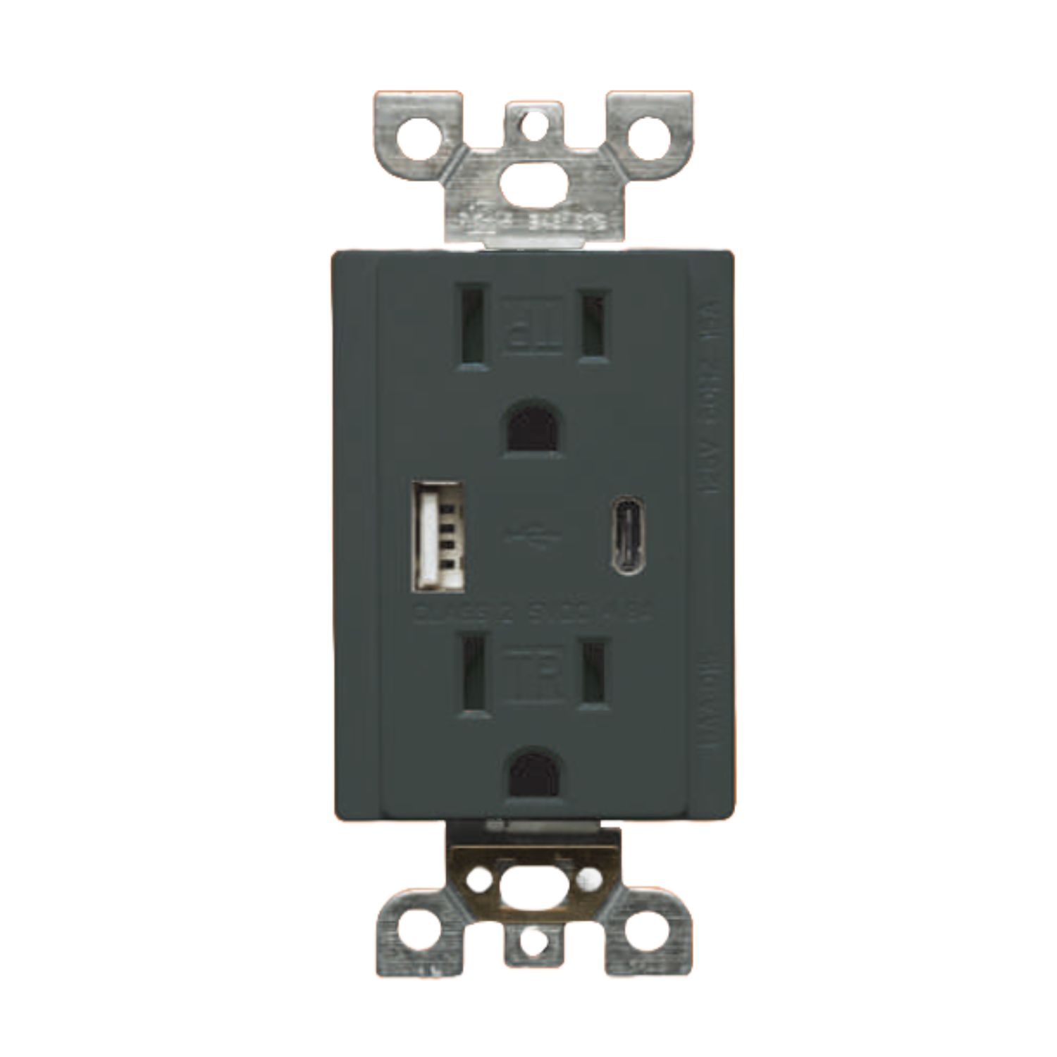 RECEPTACLE USB/TYPEA+C 15A BLACK